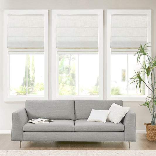 Kyler Linen Blend Light Filtering Cordless Roman Shade - Ivory