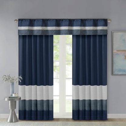 Amherst Polyoni Pintuck Curtain Panel - Navy