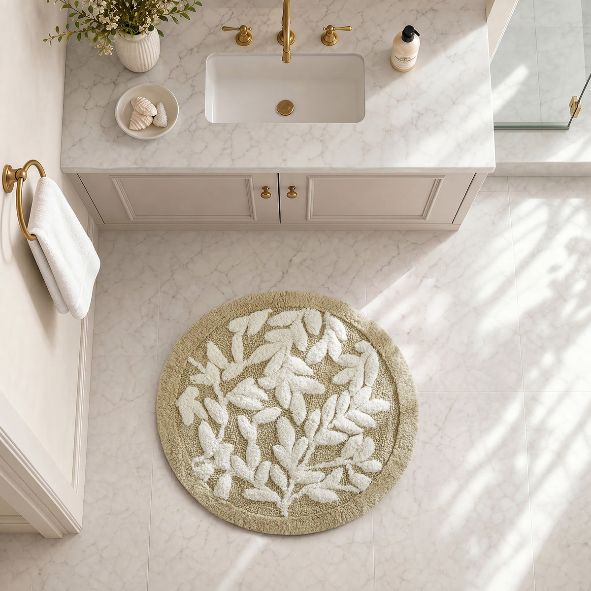 Serene Cotton Tufted Bath Rug - Natural