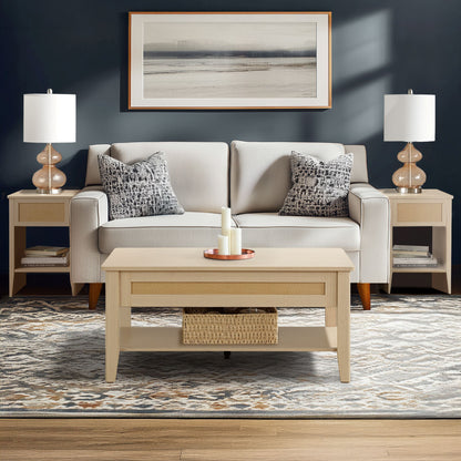 Lennox Lift-Top Rattan Coffee Table - Natural