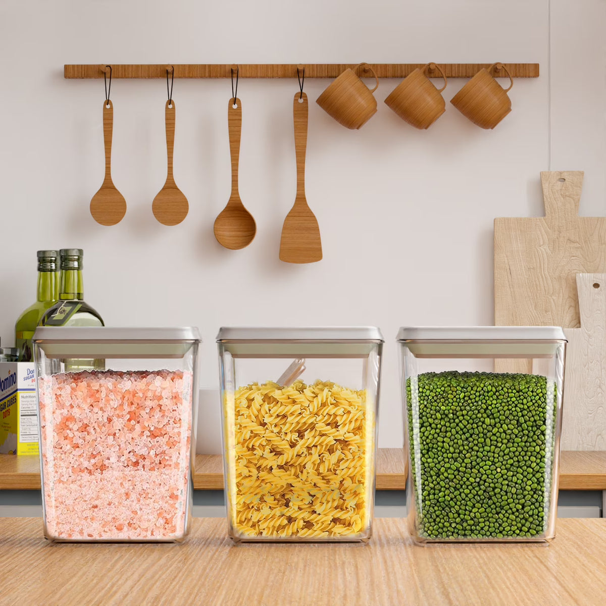 FOUKUS Airtight Pop-Up Food Storage Containers, 1.2 QT, 3-Pack
