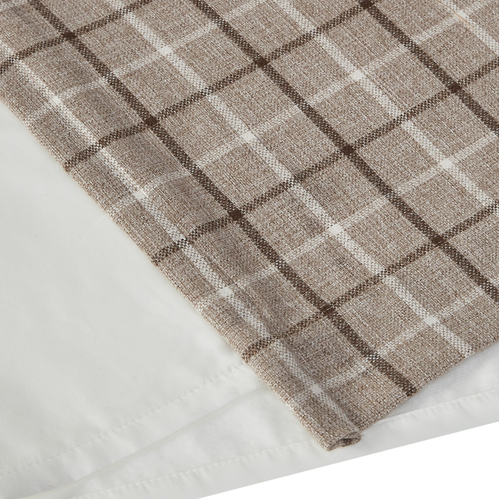 Anaheim Plaid Rod Pocket and Back Tab Curtain Panel with Fleece Lining - Brown