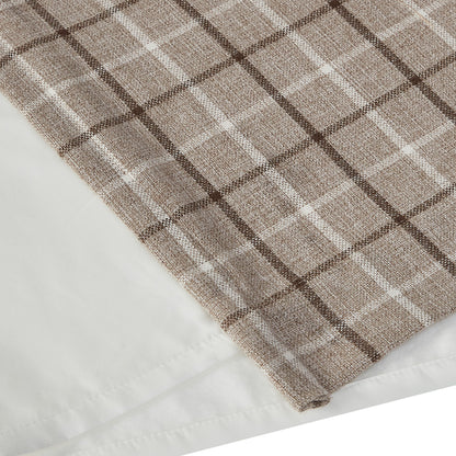 Anaheim Plaid Rod Pocket and Back Tab Curtain Panel with Fleece Lining - Brown