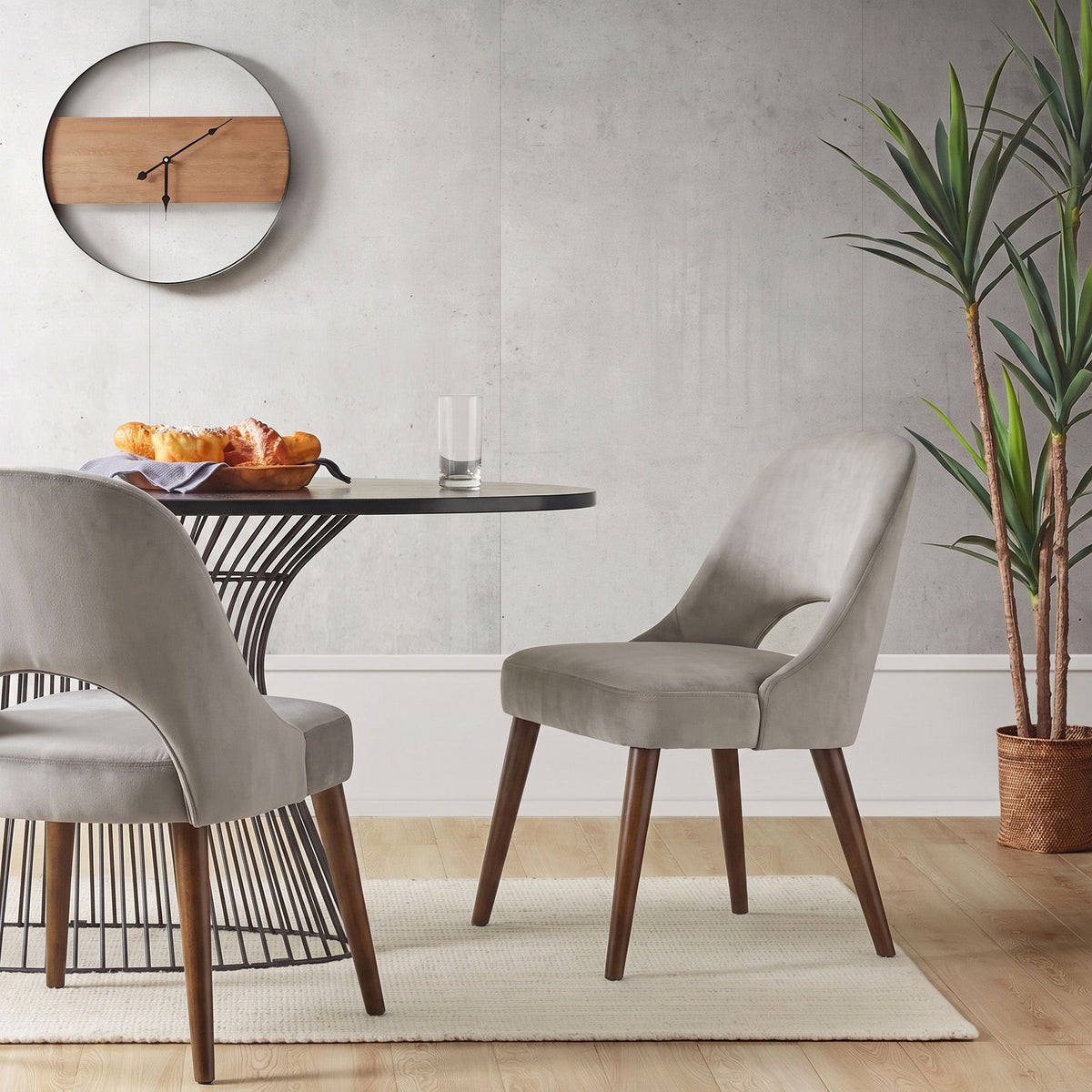 Nola Upholstered Dining Side Chairs with Cutout Back design (Set of 2) - Taupe