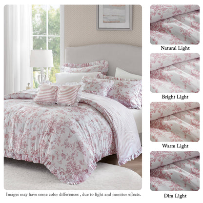 Adele Comforter Set with Decorative Pillows - Pink