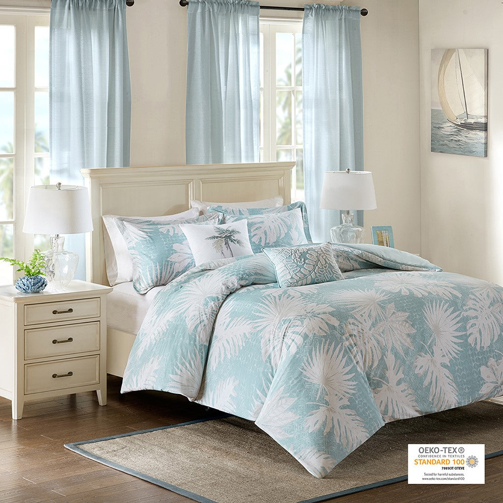 Palm Grove Cotton Printed 5 Piece Duvet Cover Set