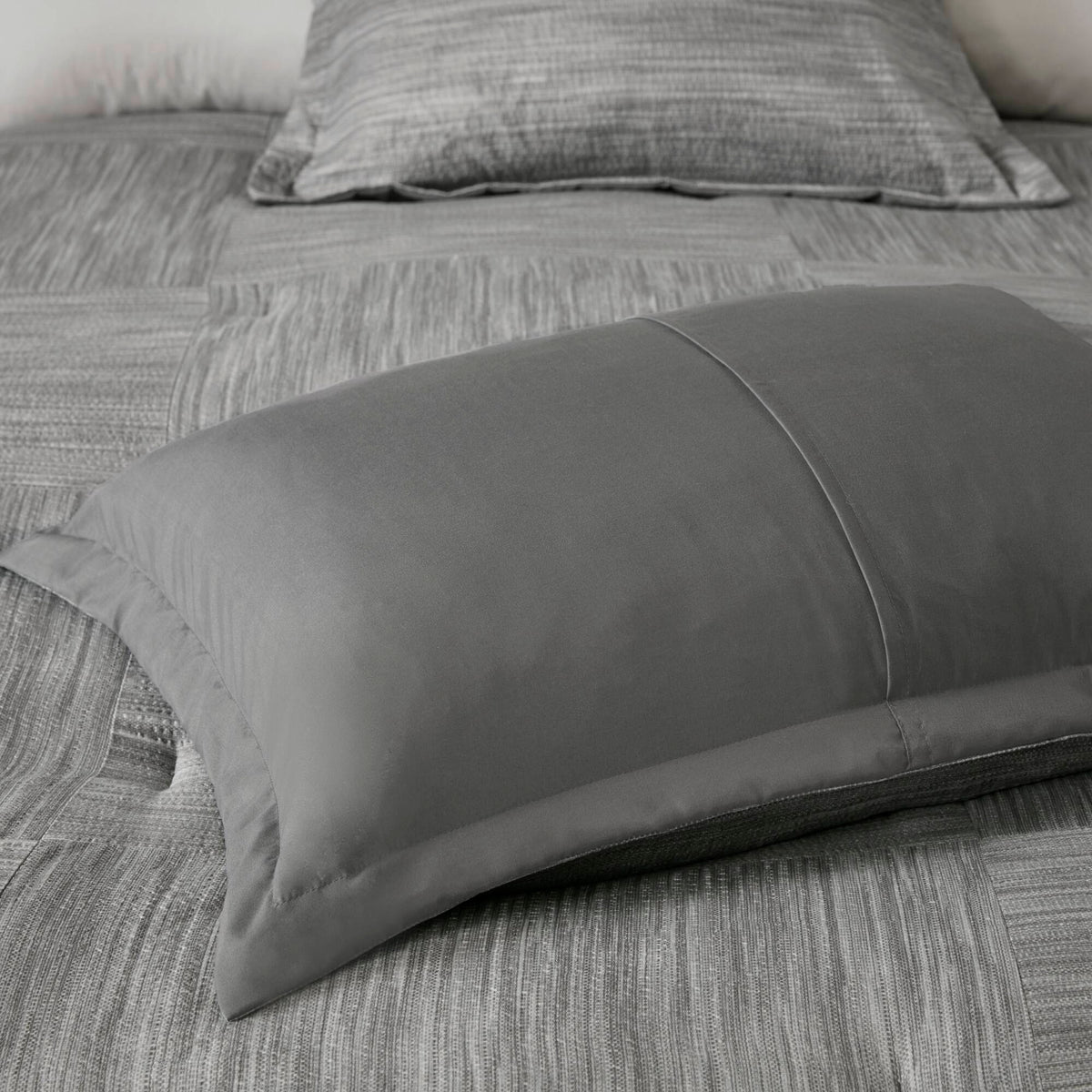 Walter 7 Piece Printed Seersucker Comforter Set - Grey