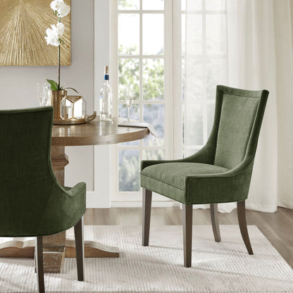 Ultra Upholstered Dining Side Chairs with wood legs (Set of 2) - Green