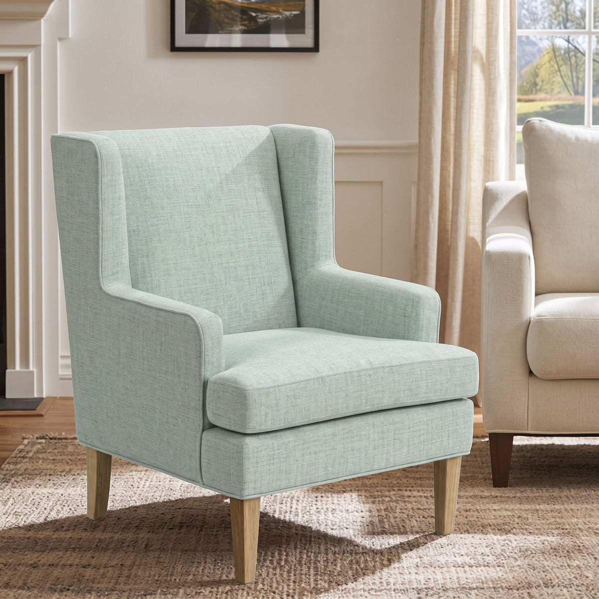 Decker Wingback Armchair - Light Green