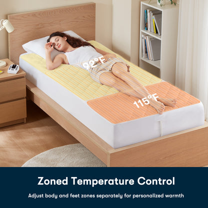 Microfiber Zoned Heated Mattress Pad - White