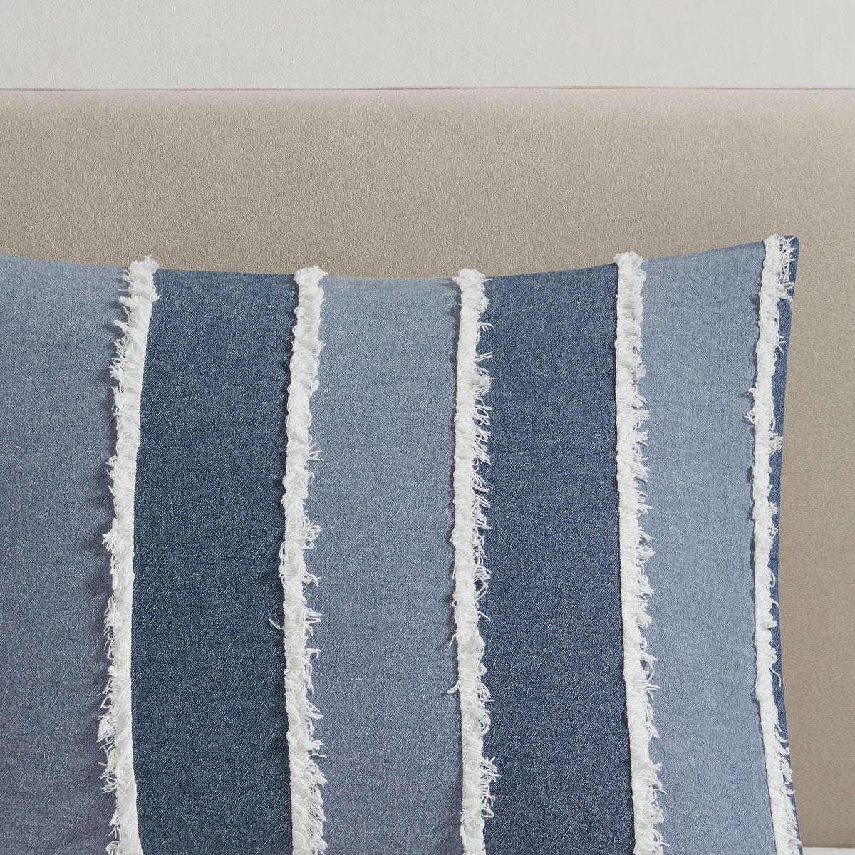 Shay 3 Piece Striped Cotton Comforter Set - Blue