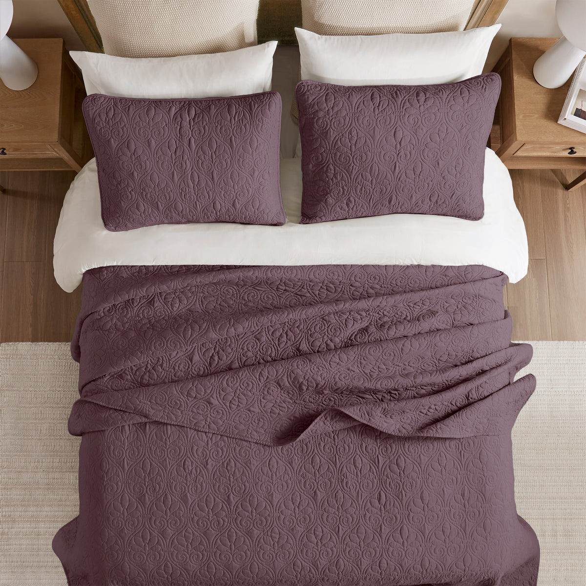 Quebec Reversible Bedspread Set - Purple