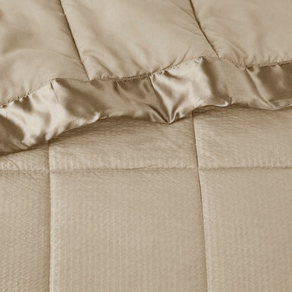 Cambria Oversized Down Alternative Blanket with Satin Trim - Taupe
