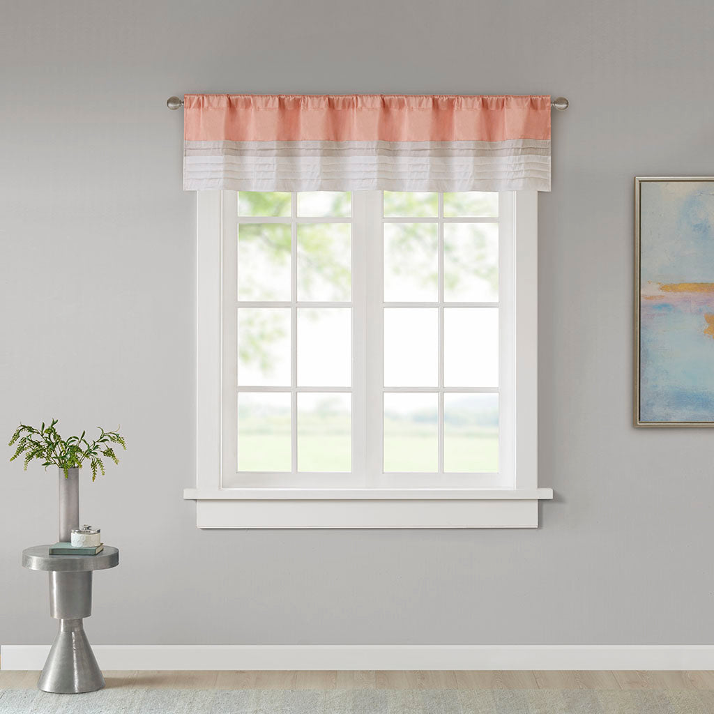 Amherst Polyoni Pintuck Window Valance - Coral