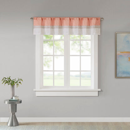 Amherst Polyoni Pintuck Window Valance - Coral