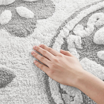 Casablanca Medallion Cotton Tufted Bath Rug - Grey