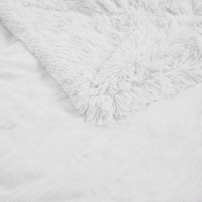 Malea Shaggy Faux Fur Heated Throw - White