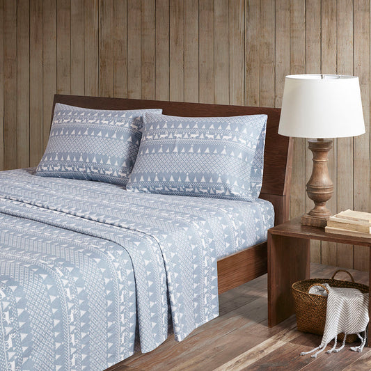 Cotton Flannel Sheet Set - Blue Winter Frost
