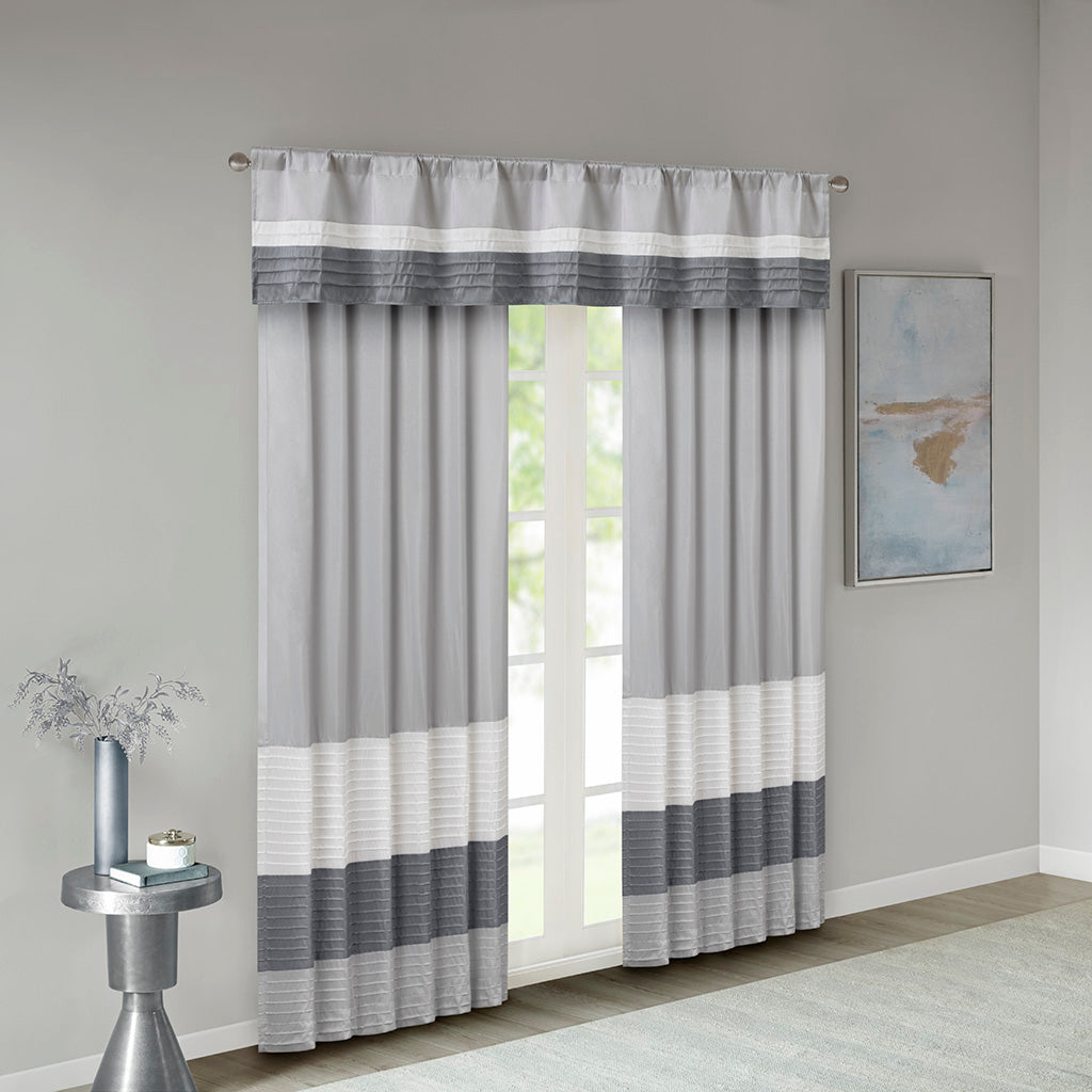 Amherst Polyoni Pintuck Curtain Panel - Grey
