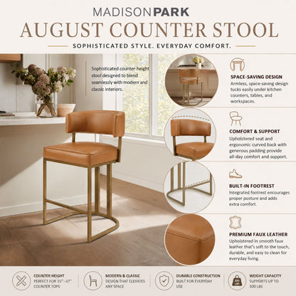 August Upholstered Counter Stool - Brown