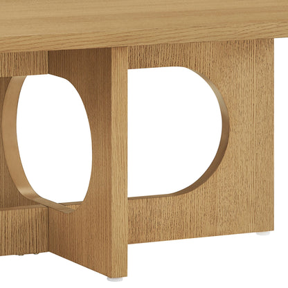 Devon 48" Sculptural Wood Coffee Table with Cutout Base - Natural Oak