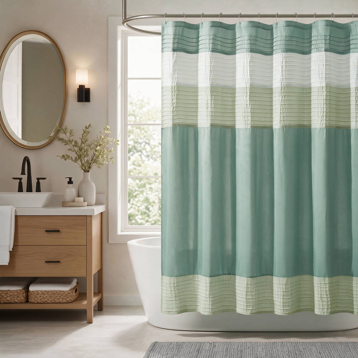 Amherst Faux Silk Shower Curtain - Green