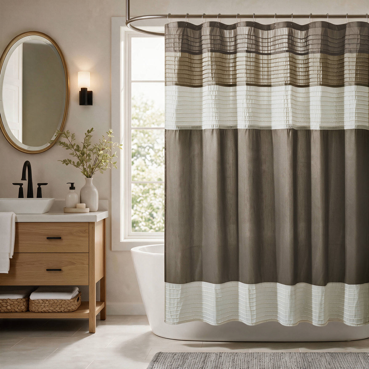 Amherst Faux Silk Shower Curtain - Natural