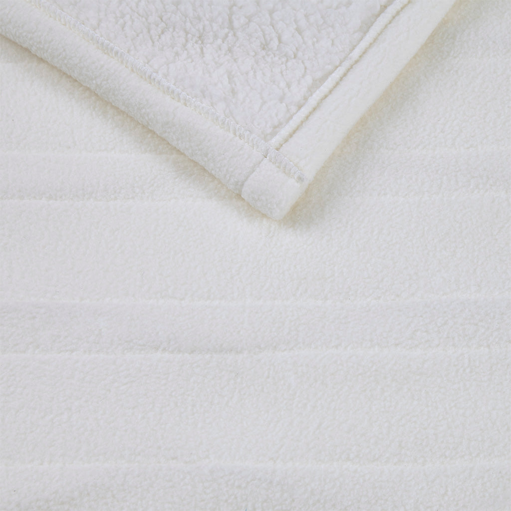 Fleece to Sherpa Heated Throw - Ivory