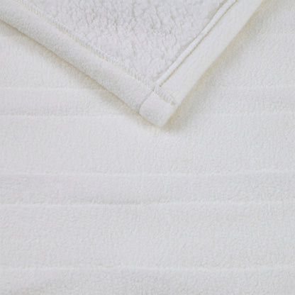 Fleece to Sherpa Heated Throw - Ivory