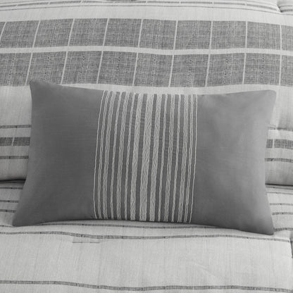 Rhodes 4 Piece Stripe Comforter Set with Throw Pillow - Grey/Multi