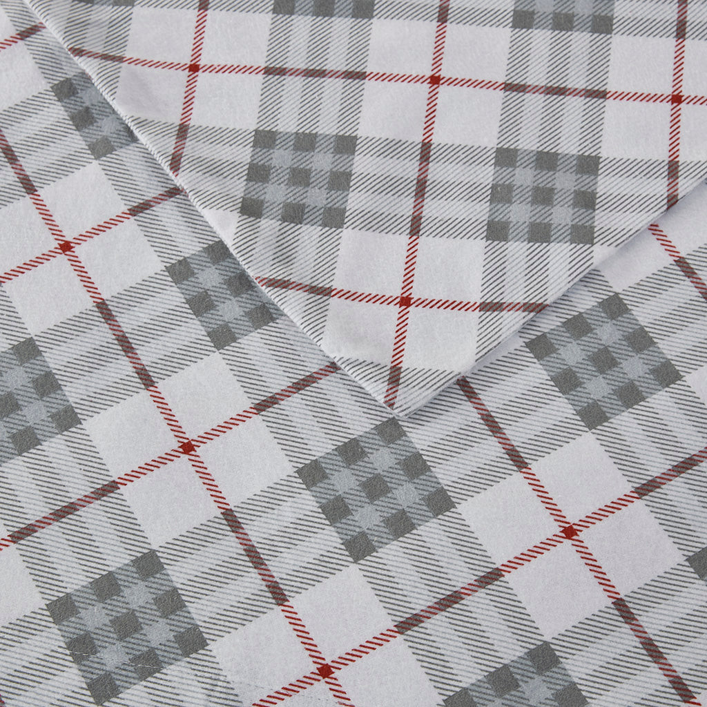 Cozy Cotton Flannel Printed Sheet Set - Red Plaid