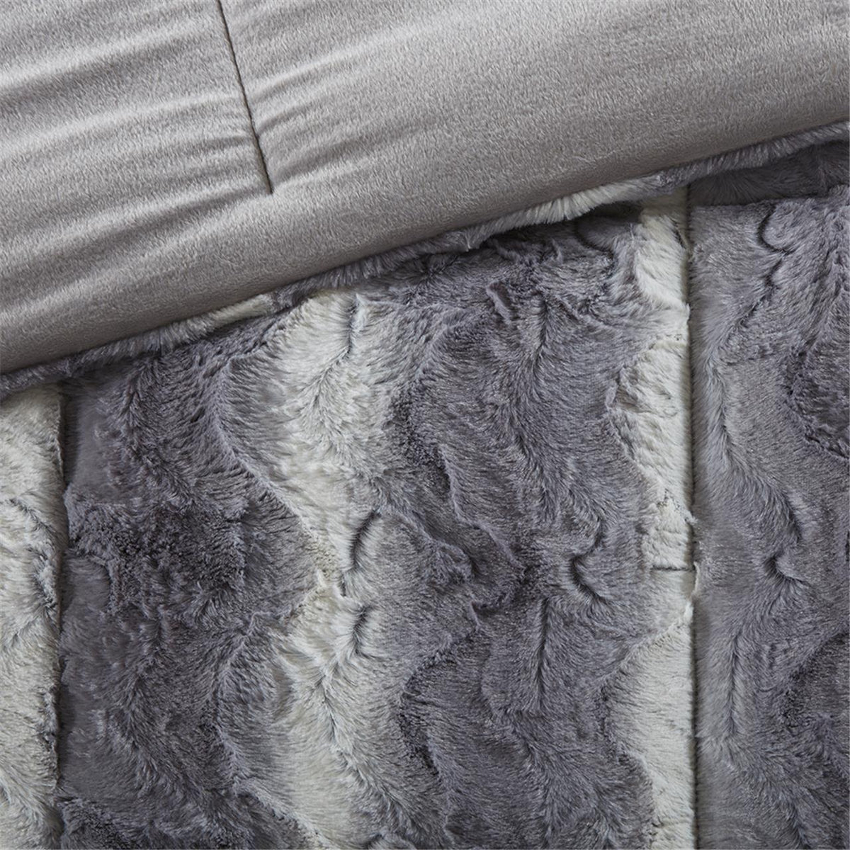 Zuri Faux Fur Comforter Set - Grey