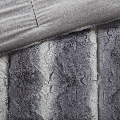 Zuri Faux Fur Comforter Set - Grey