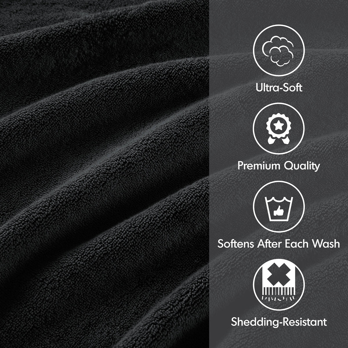 800GSM 100% Cotton Bath Sheet 2 Piece Set - Black