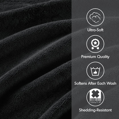 800GSM 100% Cotton Bath Sheet 2 Piece Set - Black