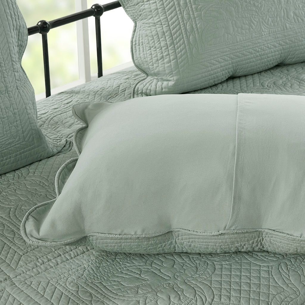 Tuscany 6 Piece Reversible Scalloped Edge Daybed Cover Set - Seafoam