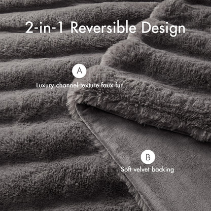 Vivienne Faux Fur Throw - Channel Charcoal