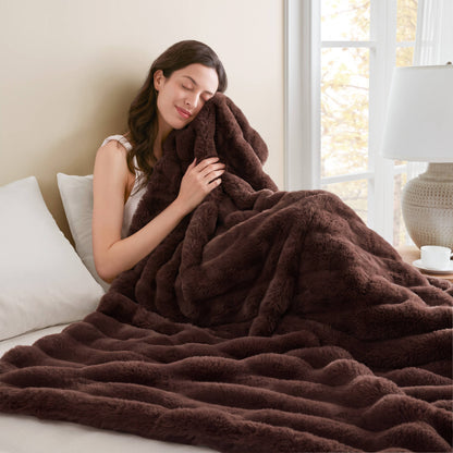 Vivienne Faux Fur Throw - Channel Brown