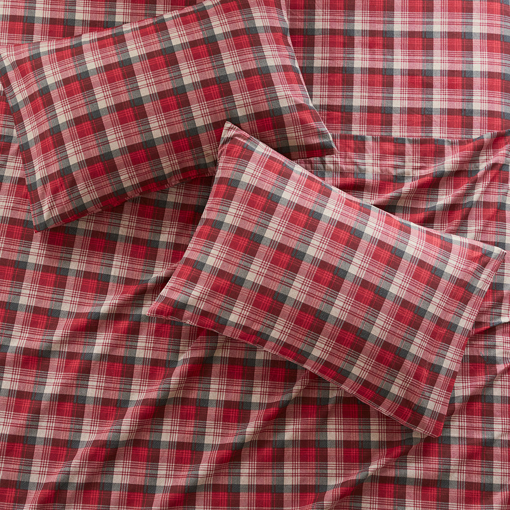 Cotton Flannel Sheet Set - Red Plaid