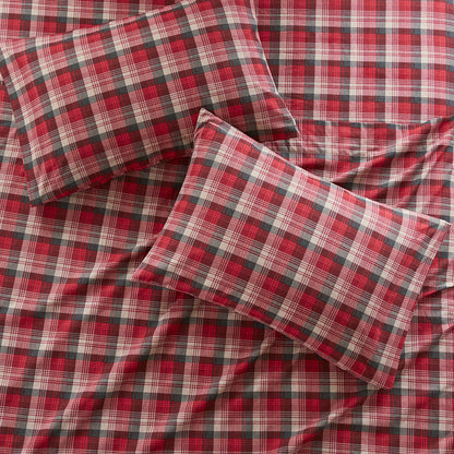 Cotton Flannel Sheet Set - Red Plaid