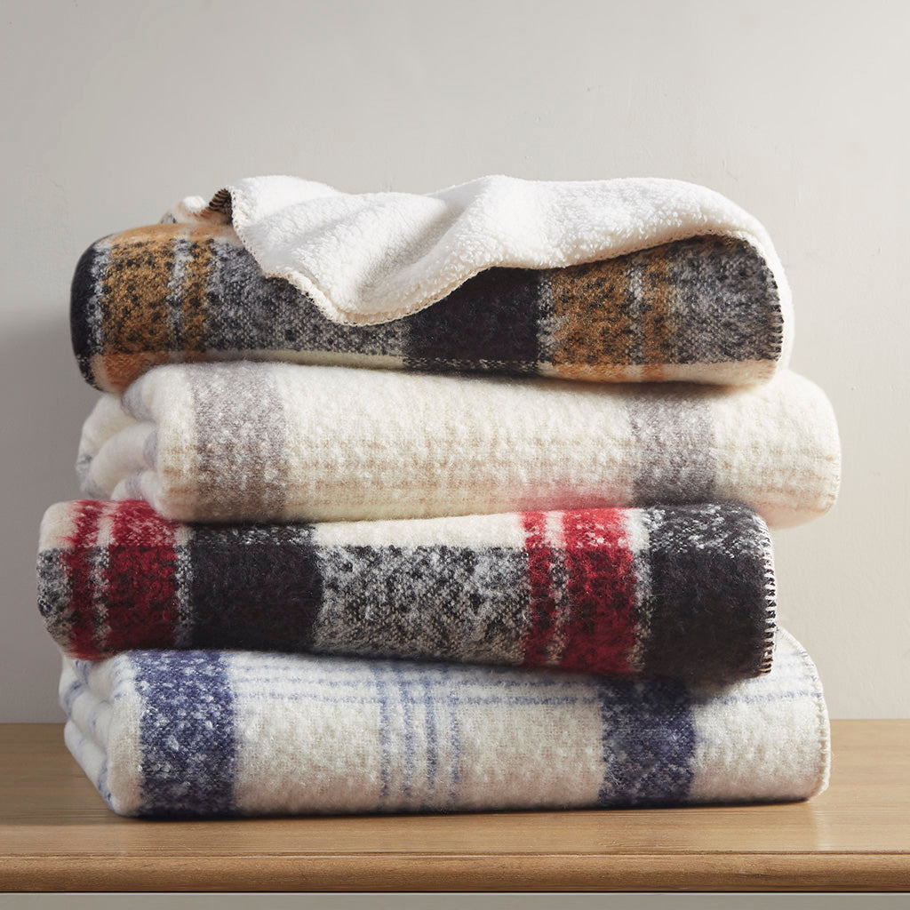 Bloomington Faux Mohair to Sherpa Throw - Blue