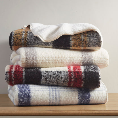 Bloomington Faux Mohair to Sherpa Throw - Blue