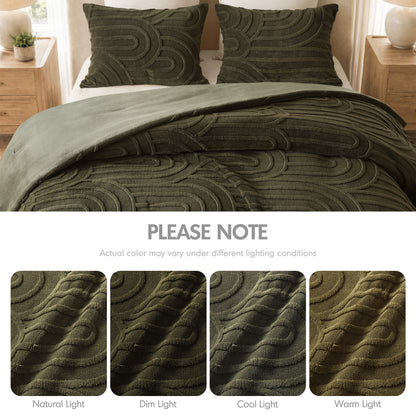 Jacquard Sherpa Comforter Set - Olive