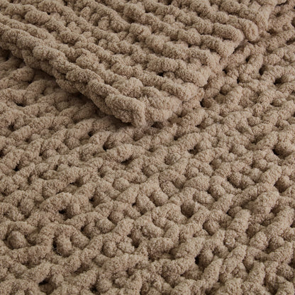 Chenille Chunky Knit Throw - Brown