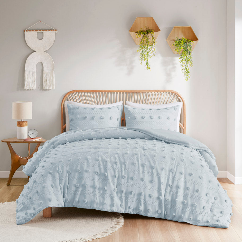 Lucy Clip Jacquard Comforter Set - Blue
