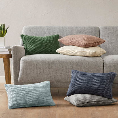 Bree Knit Oblong Pillow Cover - Green