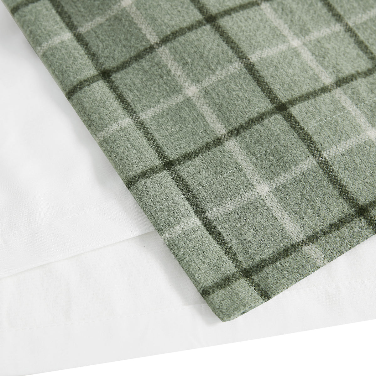Anaheim Plaid Faux Leather Tab Top Curtain Panel with Fleece Lining - Green