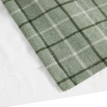 Anaheim Plaid Faux Leather Tab Top Curtain Panel with Fleece Lining - Green