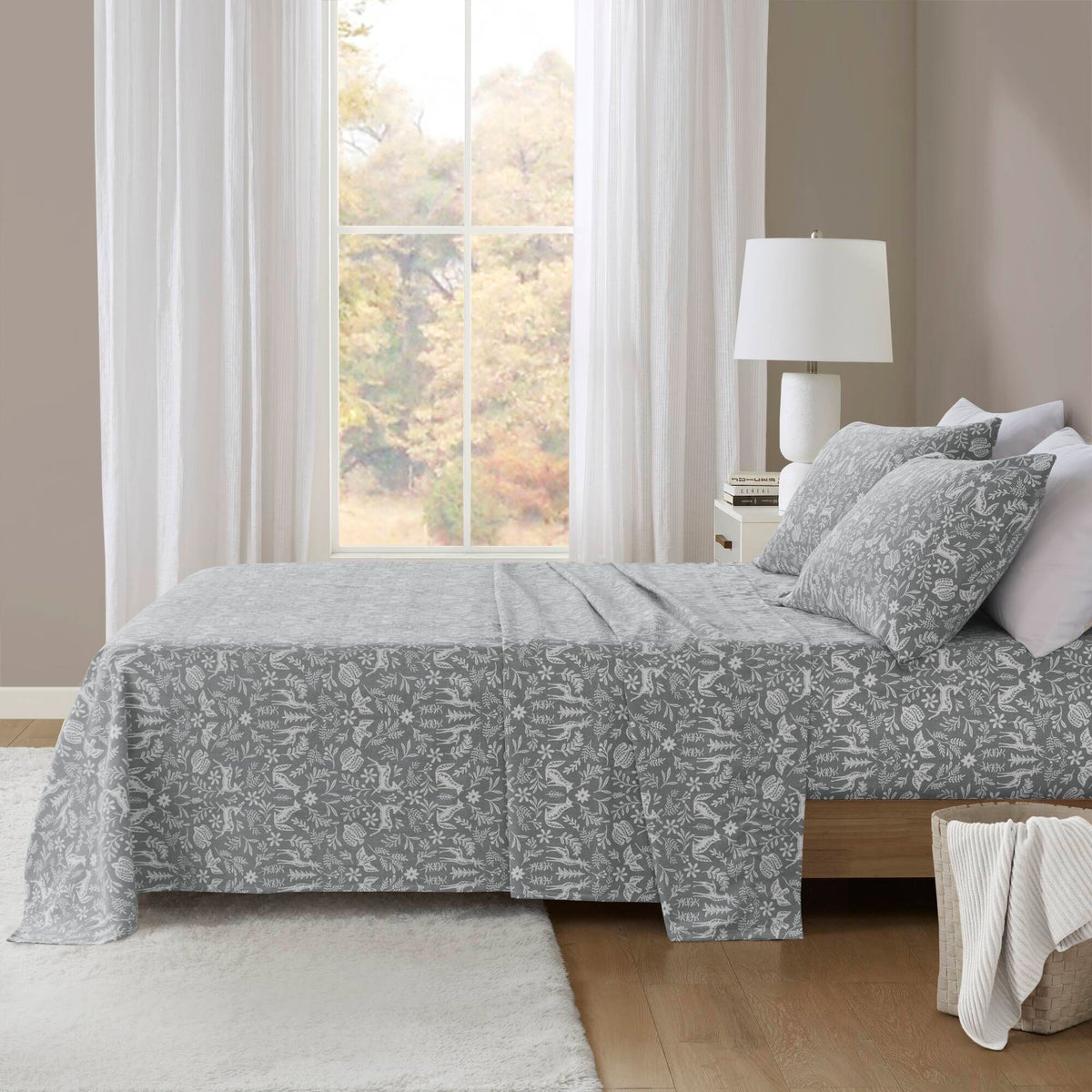 Cozy Cotton Flannel Printed Sheet Set - Winter Fauna