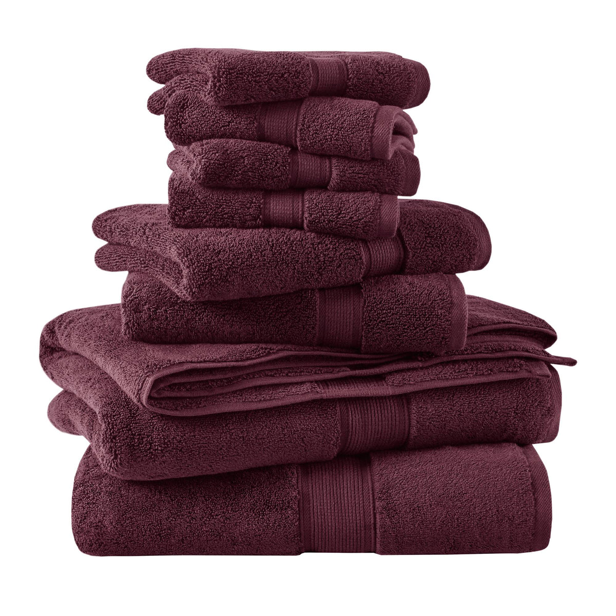800GSM 100% Cotton 8 Piece Towel Set - Burgundy